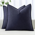 MIULEE Decorative Linen Euro Sham Pillow Covers 22x22 Inch Navy Boho Farmhouse by MIULEE