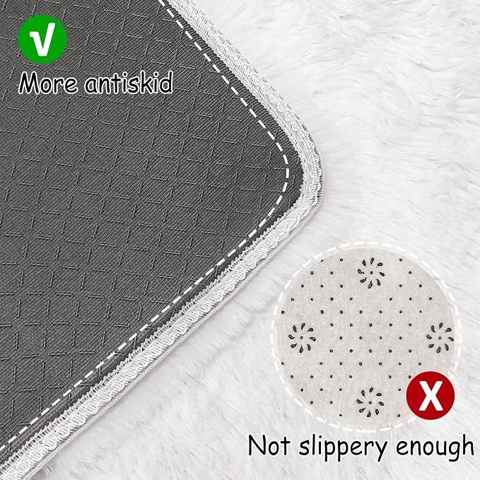 Runner Rug for Bedroom White 3x10ft Fluffy Area Rug Bedside Runner Rug for Kids - Image 3