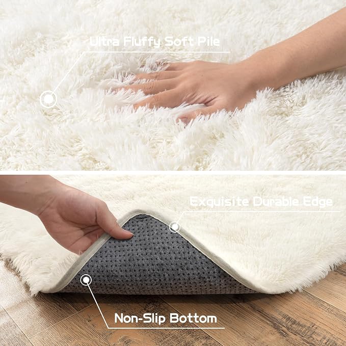 Pionblank Fluffy Small Rug for Bedroom 2x3 Feet, Shag Soft Area Rug, Modern - Image 6
