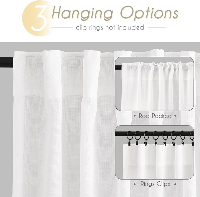 Linen White Curtains 84 inches Long - Image 2