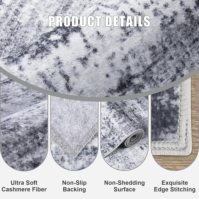 6x9 Area Rug Living Room Rug: Washable Modern Abstract Soft Thin Rug Indoor - Image 7