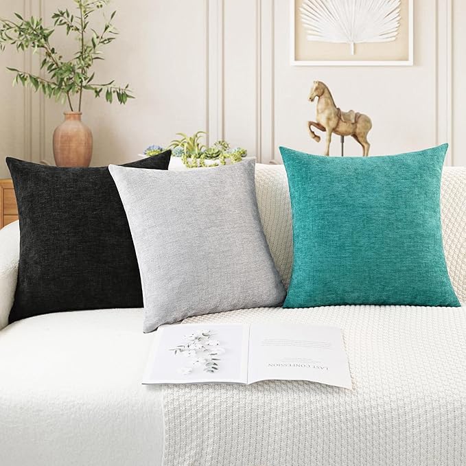 CaliTime Throw Pillow Covers Decorative 16 X 16 Inches Pack of 2 Cozy Chenille - Image 5