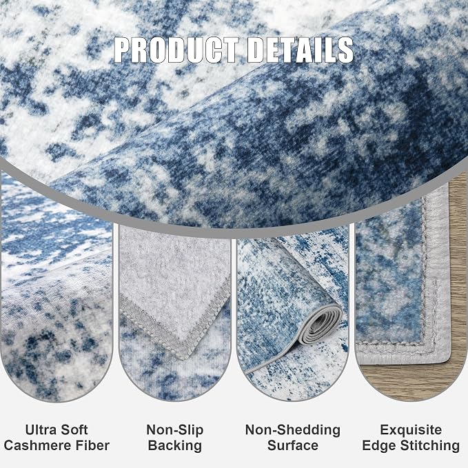 4x6 Area Rug Living Room Rug: Washable Modern Abstract Soft Thin Rug Indoor - Image 6