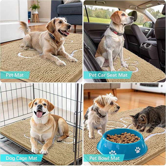 OLANLY Dog Door Mat for Muddy Paws 40x32, Paw Print Design, Absorbs Moisture - Image 7
