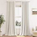 Guken 100% Blackout Cream Linen Curtains 52 Inch Wide by124 Inch 2 Panels Set by Guken