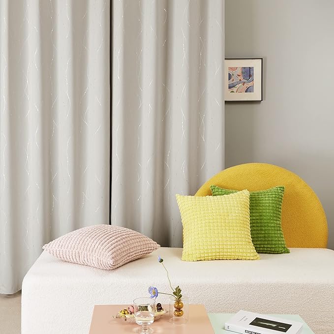 Deconovo Beige Curtains for Living Room, Light Darkening Soundproof Drapes - Image 4