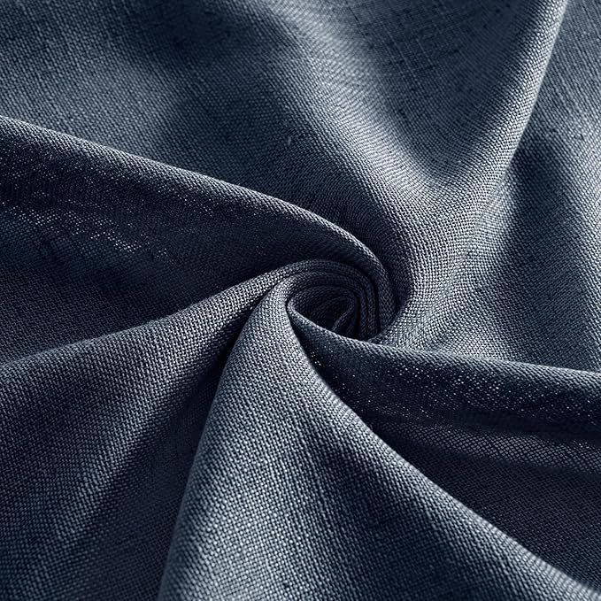 MIULEE Navy Blue Linen Curtains 54 Inch Length 2 Panels - Image 8