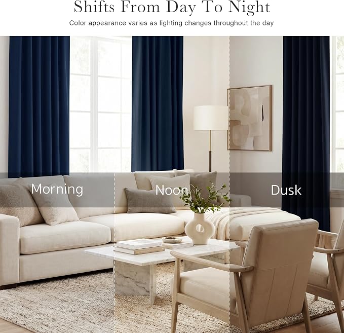 PONY DANCE Blue Blackout Curtains 96 inch Long, Room Darkening Curtains - Image 7