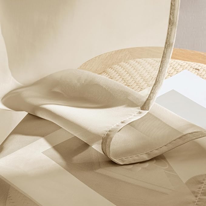 MIULEE Beige Sheer Curtains 84 Inches Long, 4 Panels Set, Rod Pocket Voile - Image 7