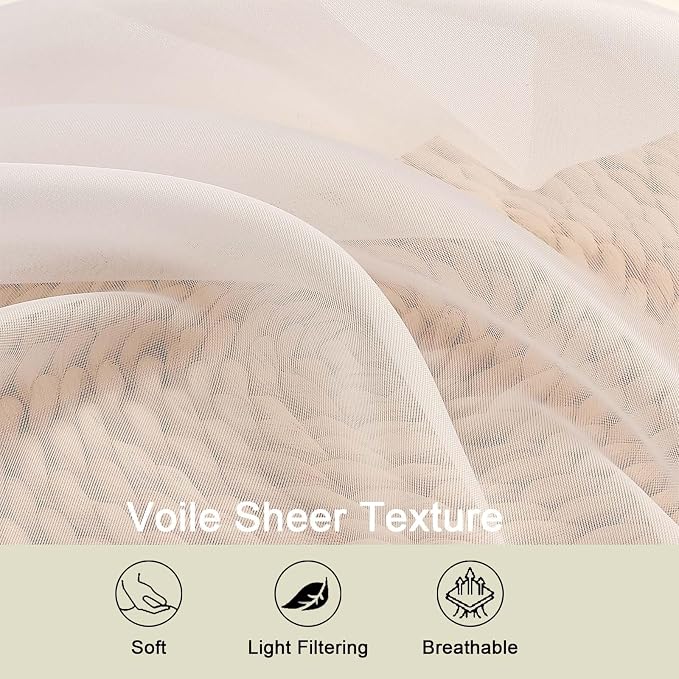 Cafe Curtains 36 Inch Length Tier 2 Pieces, Modern Soft Airy Sheer Kitchen - Image 3