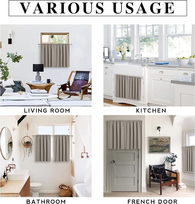 RYB HOME Basement Bathroom Kitchen Cafe Blackout Privacy Curtains, Short - Image 7