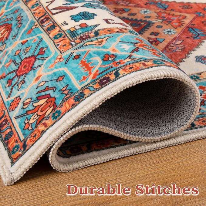 SERISSA Area Rug 3x5 Boho Orange Rugs - Image 8