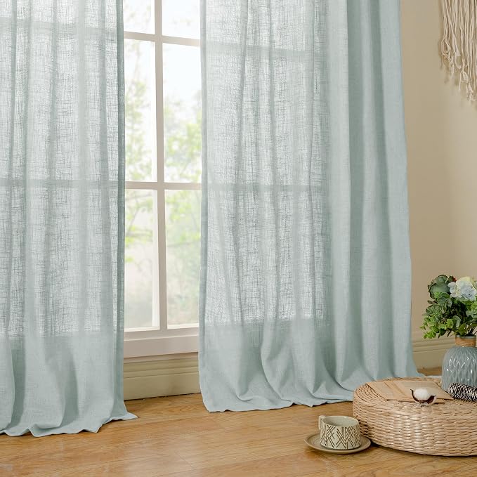 LAMIT Linen Blended Curtains for Bedroom, Faux Linen Textured Light Filtering - Image 9