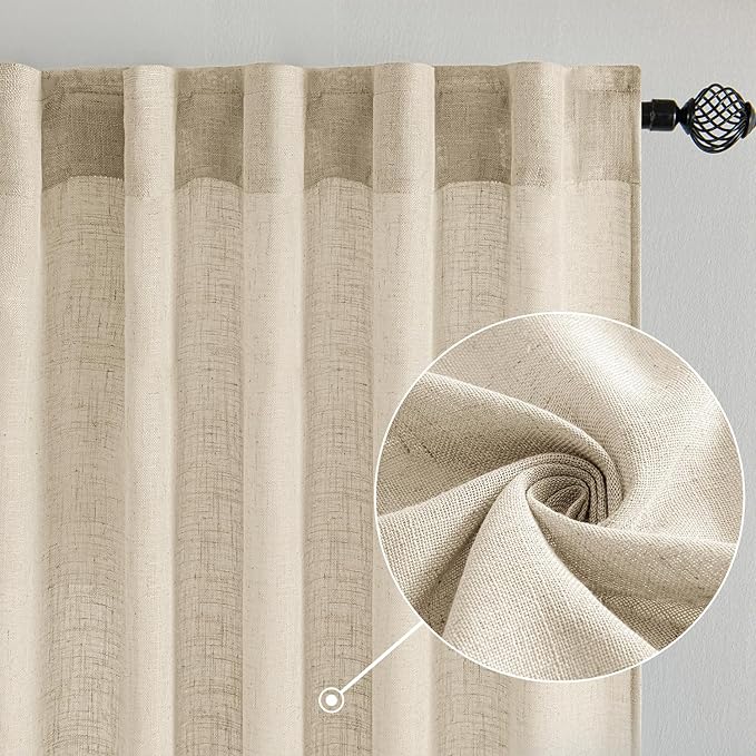 MIULEE Linen Curtains 84 Inch Length 2 Panels - Image 2