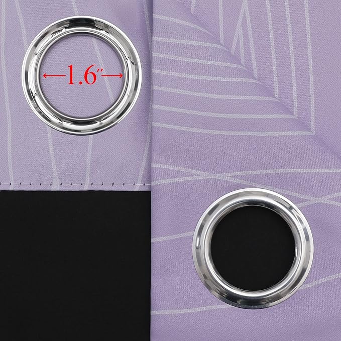 Estelar Textiler Lilac and Greyish White Blackout Curtains 45 Inch Length - Image 7