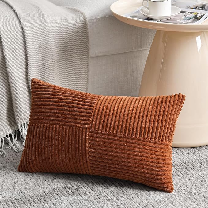 Fancy Homi 2 Packs Rust Lumbar Decorative Throw Pillow Covers 12x20 Inch - Image 2