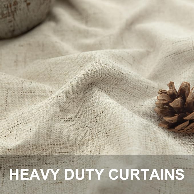 Thick Linen Blackout Curtains 104 Inches Long 2 Panel Set Custom Length - Image 3