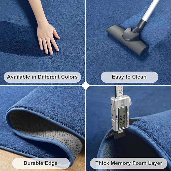 Amearea Modern Washable Runner Rugs, 2x4 Feet Blue Bedroom Runner, Small Area - Image 5