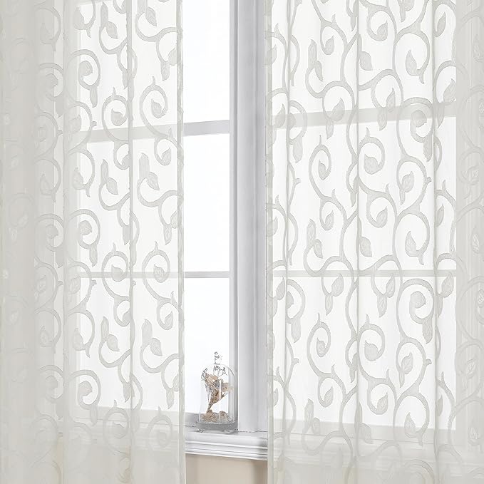 OWENIE Furman Ivory Sheer Curtains 90 inches Long by OWENIE