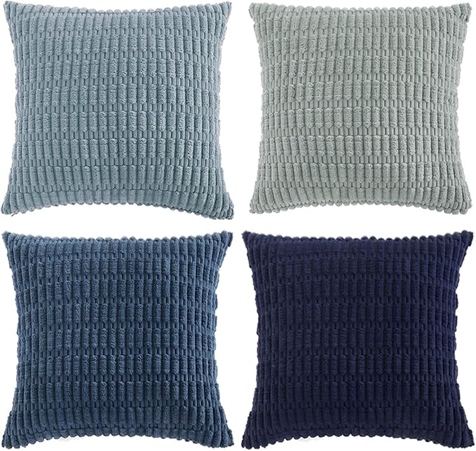 Fancy Homi Set of 4 Blue Boho Decorative Throw Pillow Covers 24x24 Inch - Image 9