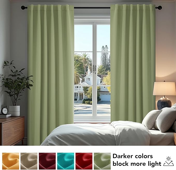 Deconovo Blackout Curtains, Thermal Insulated, W42 x L54 2 Panels, Back Tab - Image 4