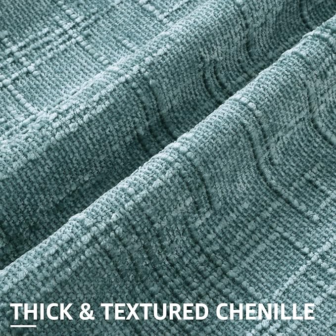 decorUhome Summer Teal Chenille Throw Pillow Covers 12x20 Set of 2 Textured - Image 2