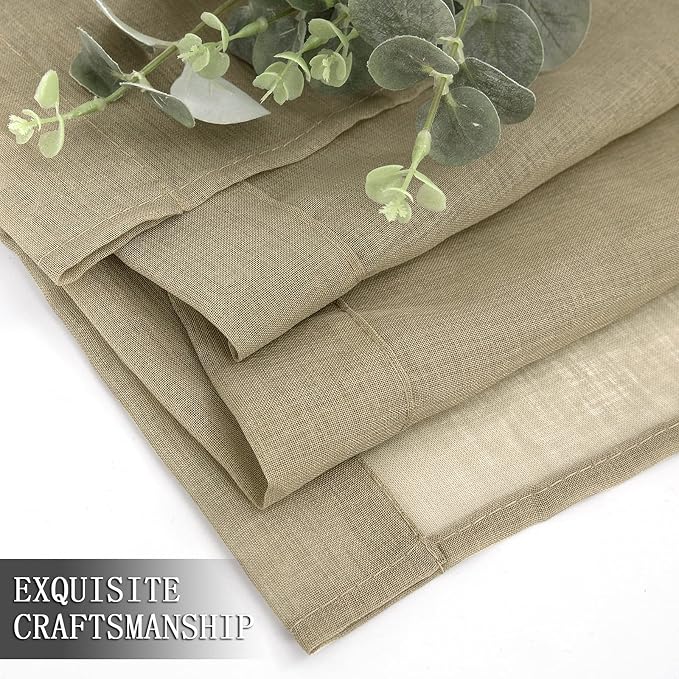 Tollpiz Sheer Curtain Linen Textured Bedroom Curtains Sheer Light Filtering Rod - Image 7