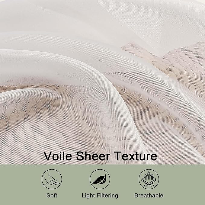 OWENIE Extra Long Ivory Sheer Curtains 144 inch 2 Panels Set, Translucent - Image 5