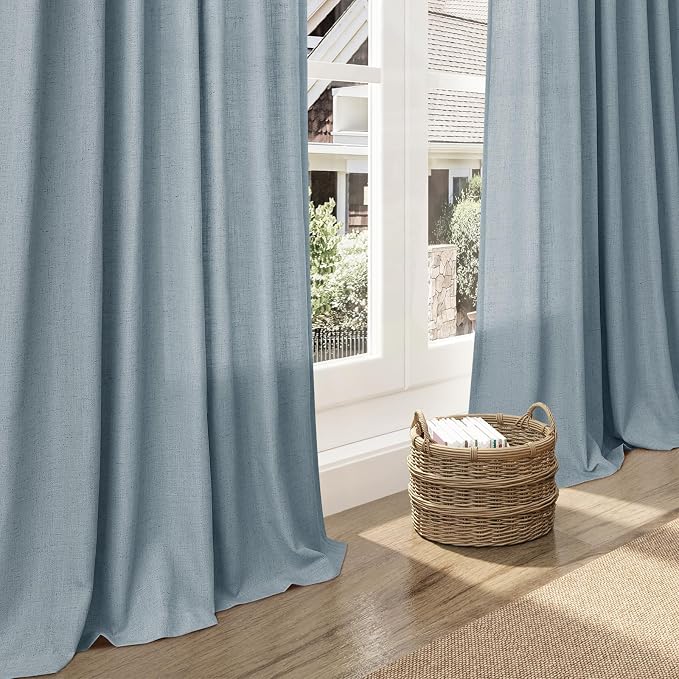 Nanspring Light Blue Linen Curtains 72 Inch Length - Image 6