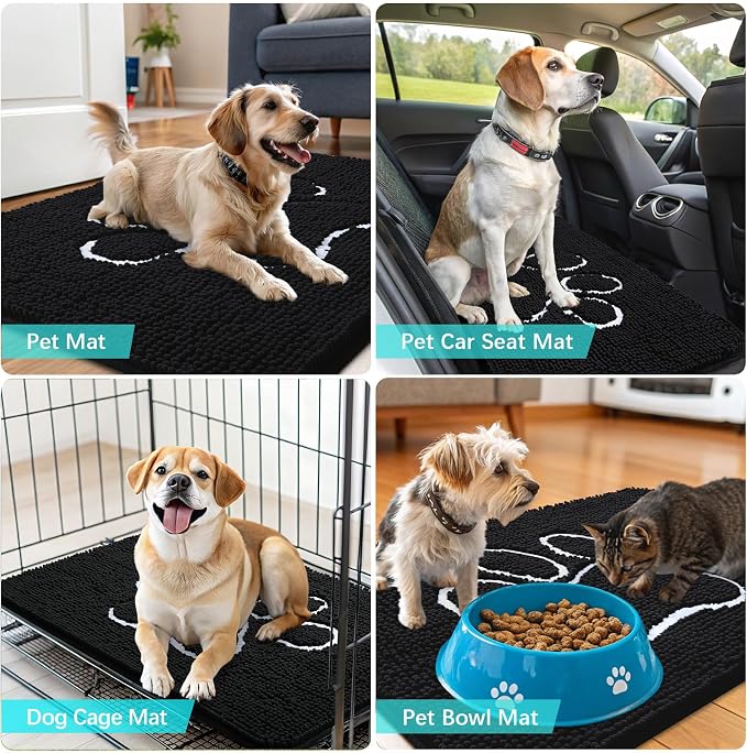 OLANLY Dog Door Mat for Muddy Paws 47x24, Paw Print Design, Absorbs Moisture - Image 7