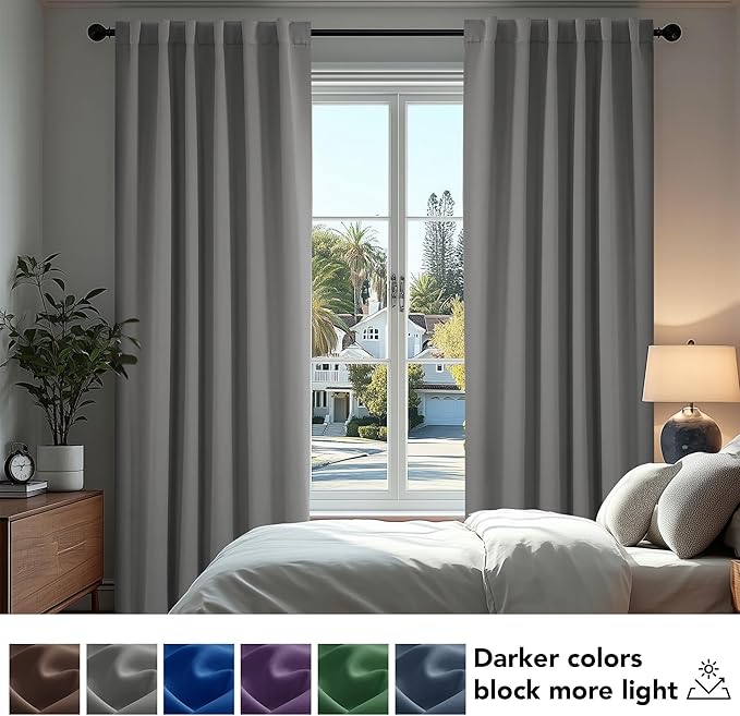 Deconovo Blackout Curtains, Thermal Insulated, W42 x L54 2 Panels, Back Tab - Image 4