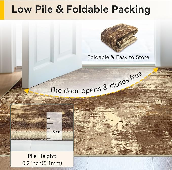 Washable Area Rugs 2'x10' Non-Slip Modern Abstract Soft - Image 8
