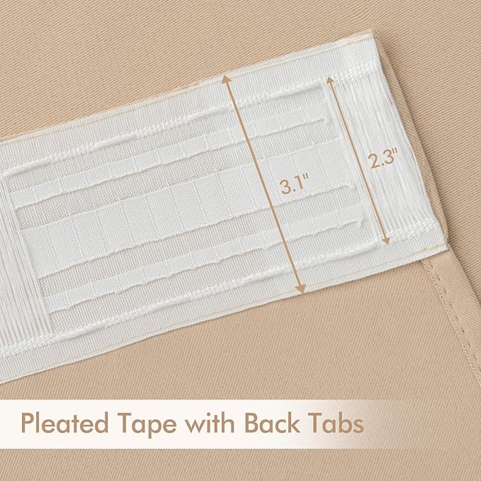 MIULEE Back Tab Beige Curtains 84 Inch Length 2 Panels Set - Image 4