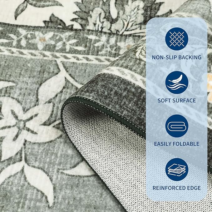 GarveeHome Provence Fog 2x6 Washable Kitchen Runner Rugs Non Slip Vintage Boho - Image 6
