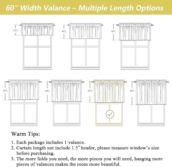 Grey Valances for Windows, Light Filtering Faux Linen Textured Small Short - Image 3