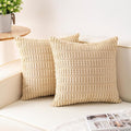 Pack of 2 Corduroy Decorative Throw Pillow Covers 26x26 InchSoft Striped Pillow by Unknown