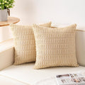 Pack of 2 Corduroy Decorative Throw Pillow Covers 24x24 InchSoft Striped Pillow by Unknown