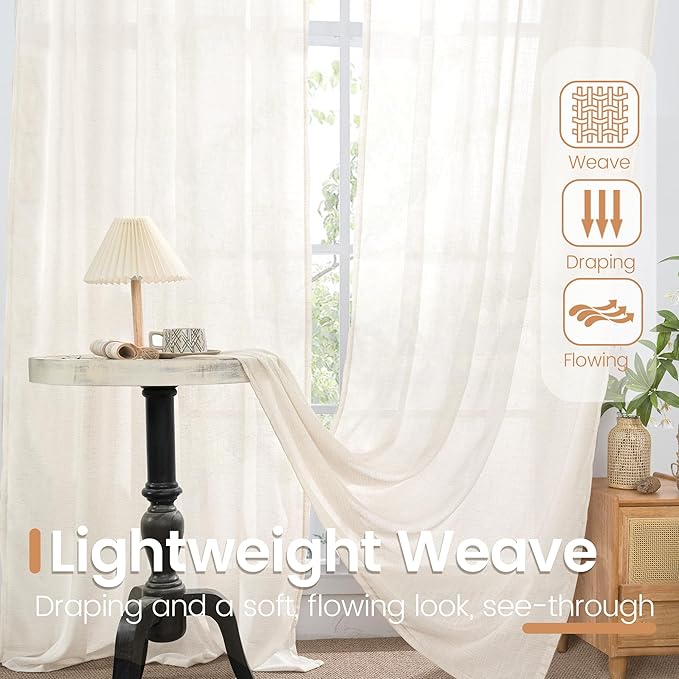 BGment Linen Curtains 40 Inch Length - Image 5