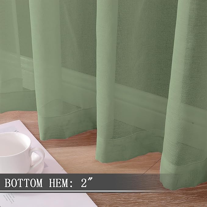 Tollpiz Short Sheer Curtain Linen Textured Living Room Curtains Sheer Light - Image 4