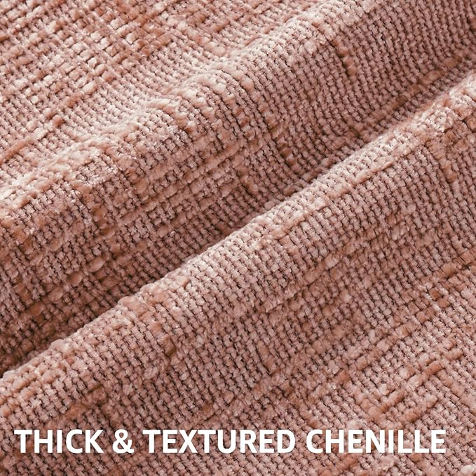 decorUhome Summer Pink Chenille Throw Pillow Covers 16x16 Set of 2 Textured - Image 2