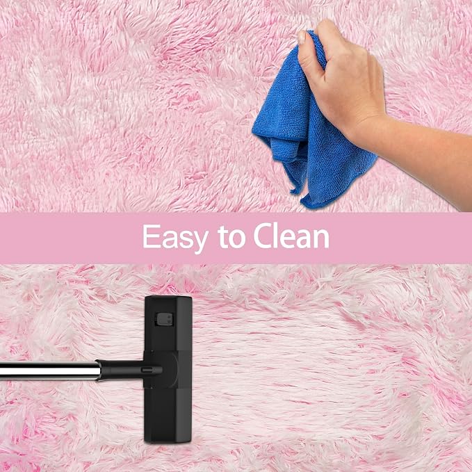 Small Area Rug for Bedroom 3x5ft Mini Tie-Dye Pink Fluffy Rug Mat Bedside Throw - Image 7