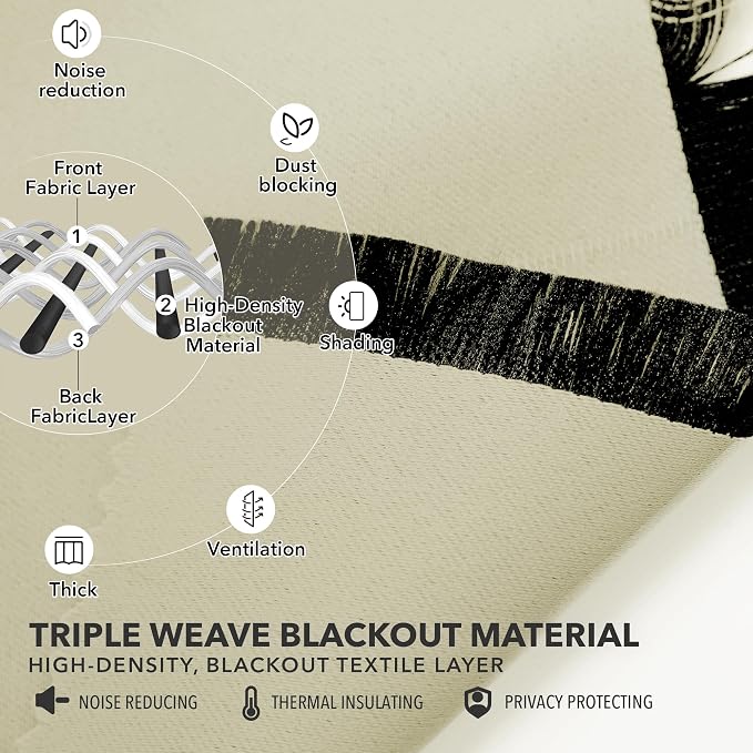 Deconovo Blackout Curtains, Thermal Insulated, W52 x L84 2 Panels, Back Tab - Image 4