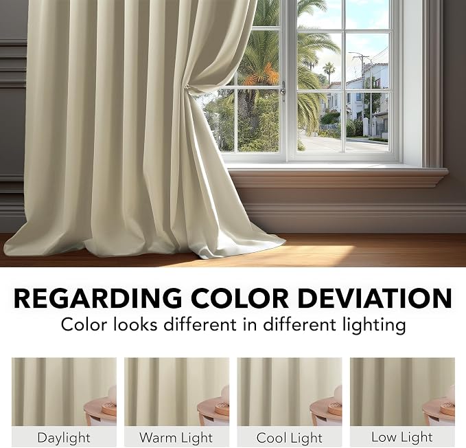 Deconovo Blackout Curtains, Thermal Insulated, W38 x L63 2 Panels, Back Tab - Image 6