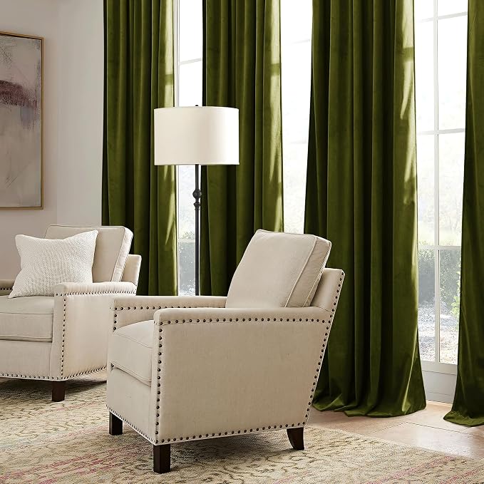 RYB HOME Green Velvet Curtains 72 inches - Image 6