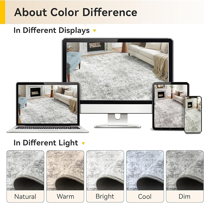 Washable Area Rugs 4ft Non-Slip Modern Abstract Soft - Image 9