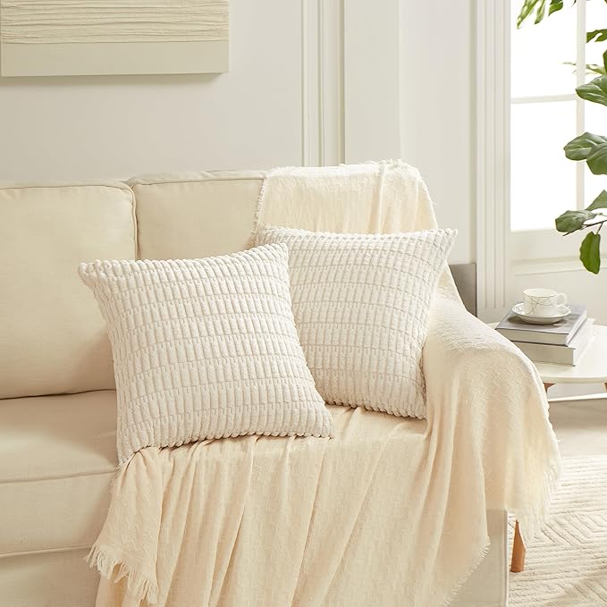 Fancy Homi 4 Packs Neutral Decorative Throw Pillow Covers 22x22 Inch - Image 6