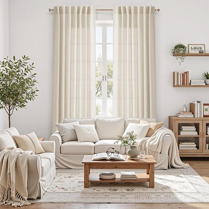 Nanspring Birch Beige Curtains 90 Inches Long - Image 6