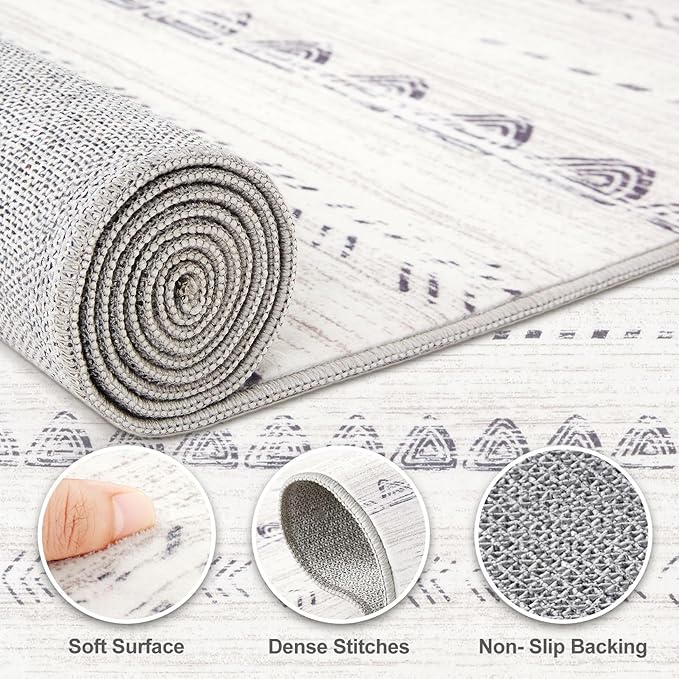 Nakagishi 10x12 Area Rug Living Room: Washable Boho Large Neutral Soft - Image 3