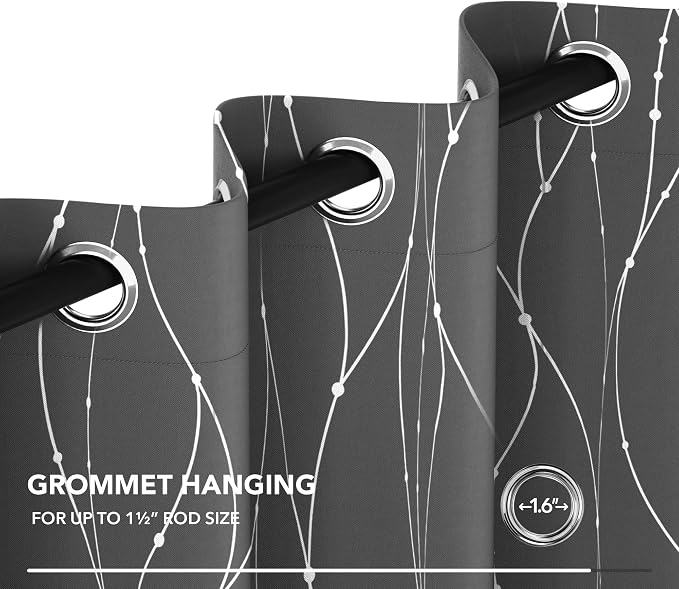 Deconovo Blackout Curtains, Thermal Insulated Noise‑Reducing Drape, Wave Line - Image 8