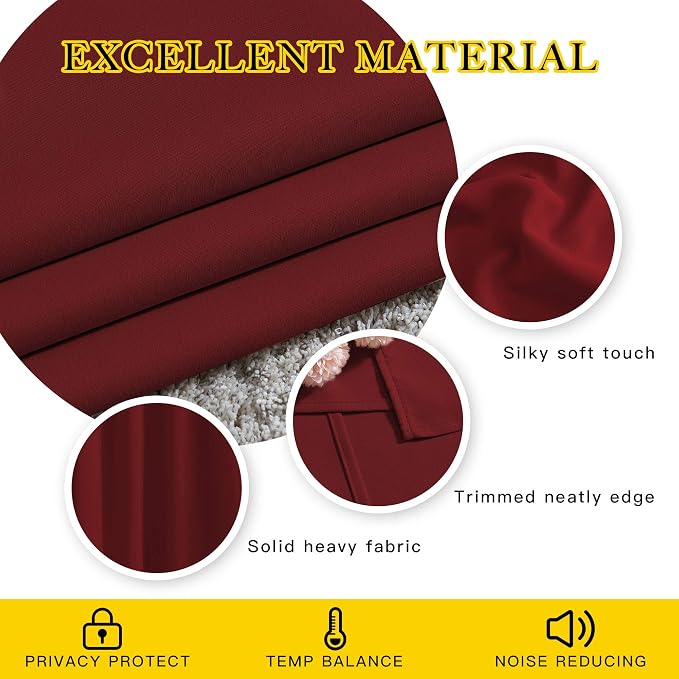 NICETOWN Burgundy Red Blackout Draperies Curtains - Image 4